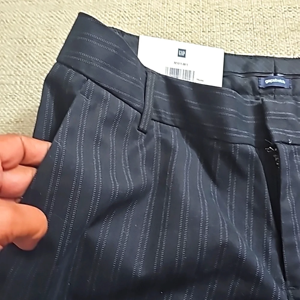 Gap Stretch Modern Fit Stripped Wide leg Pants Black size 4R NWT